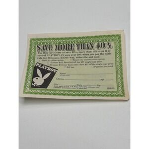 Vintage Playboy Magazine Subscription Savings Certificate Card Bunny Logo 2DBF5